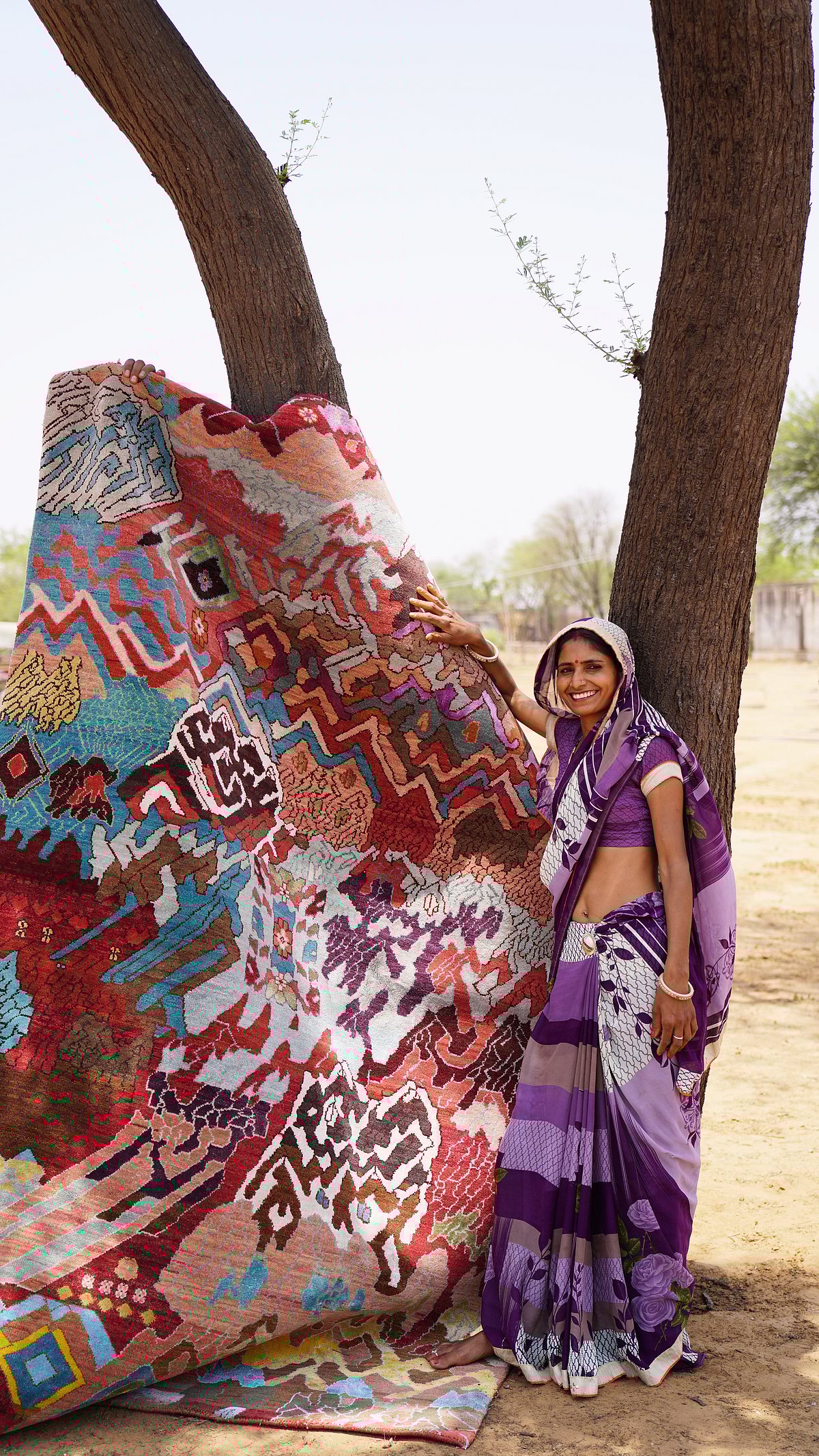 Manju Devi with one of her Manchacha rugs